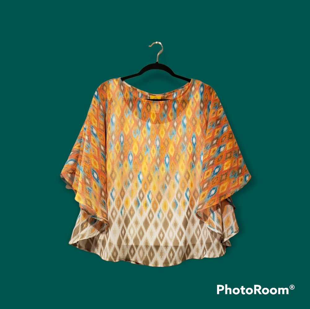 RUBY RD. Women's Blouse W/Attached Under Top and Shear Overlay - Size Me…